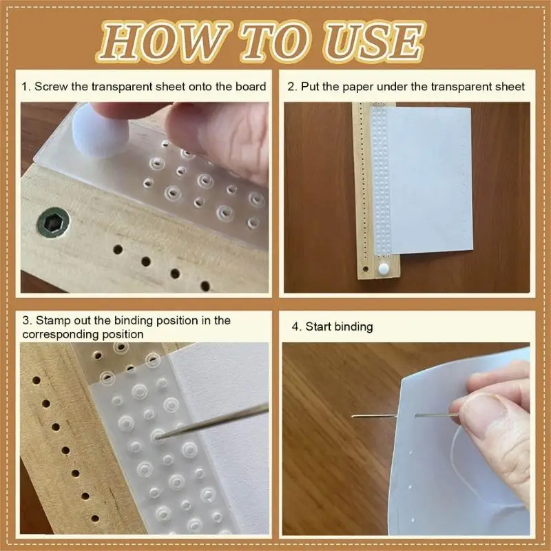 New Manual Binding Tool Set includes Punching Base Hole Puncher Sewing Needle and Thread For Handmade Journal
