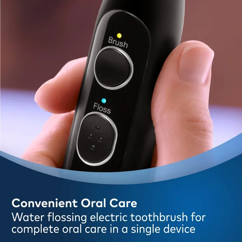 QWWaterpik Sonic-Fusion 2.0 Professional Flossing Toothbrush,Electric Toothbrush and Water Flosser Combo In One,Black