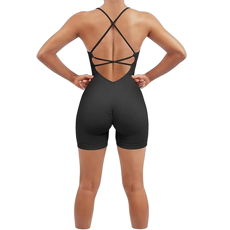 thumbnail image 1 of Mono de tirantes para mujer, sin costuras, con control de abdomen, acolchado, sujetador deportivo de una pieza, top de fitness acanalado de secado rápido, 1 of 5