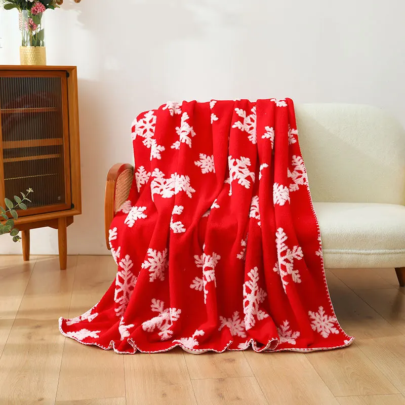 

Christmas Style Soft Snowflake Plush Blanket Doubler Layer Warm Office Nap Bed Sofa Cover Bedspread Decor Gifts Blanket