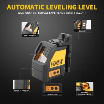 DEWALT DW088CG Laser Level 2-Line Cross Line Green Light Automatic Leveling High Precision Horizontal Vertical Laser Level 5