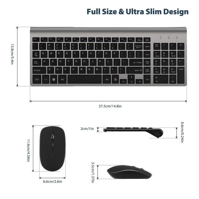 SeenDa Russian Spain Wireless Keyboard and Mouse Combo 2.4G Full Size Silent Button Keyboard Mouse Set for Laptop PC Computer 5