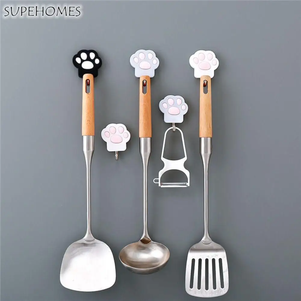 

Plastic Cats Paw Shape Hanger Creative Waterproof Wall-Mounted Coat Hook Decorative Punch Free Towel Holder Bedroom