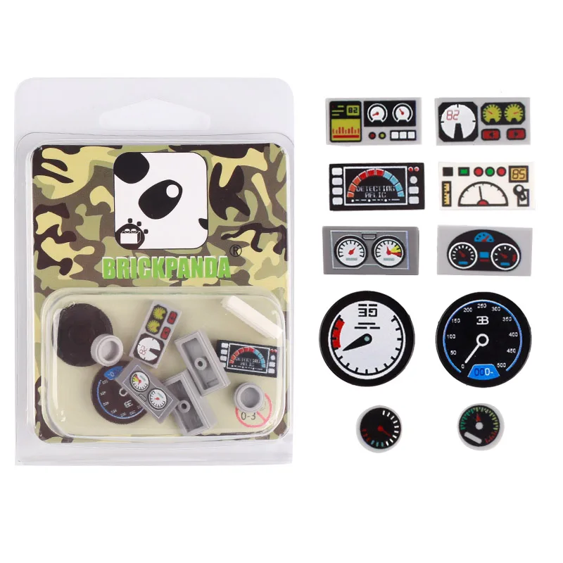 MOC Dashboard Gedruckt Fliesen Stadt Auto Zubehör Bausteine Mini Tachometer Tachometer Kompatibel Ziegel DIY Spielzeug Jungen – Detail 2