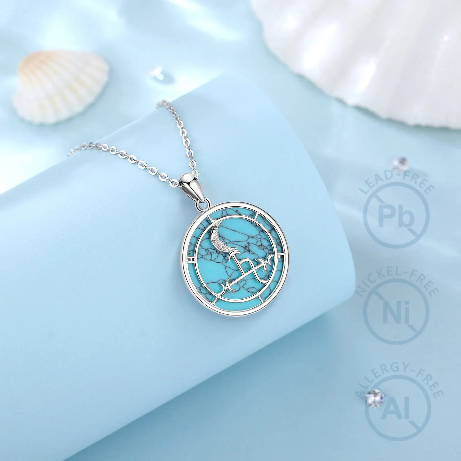 Ciondolo In Turchese Tibetano: Collana In Argento Sterling Fatta A Mano, Stile Minimalista - Italia - Foto 11