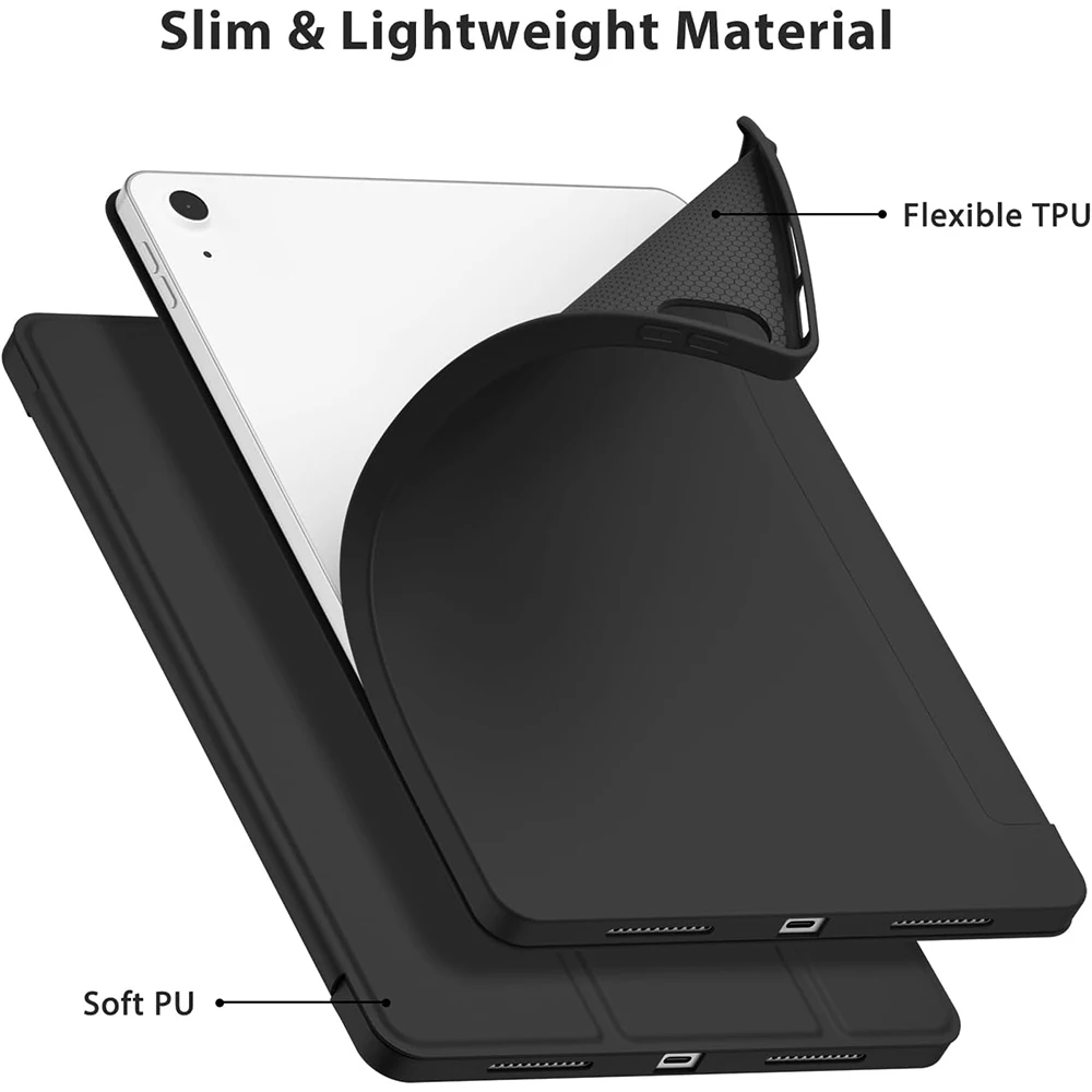 Premium Synthetic Leather Smart Case - Automatic Wake/Sleep, Solid Color, Business Style