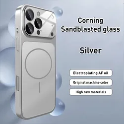 Premium Nano Matte Glass Magnetic Armor Case with Wireless Charging Capability for iPhone 15 Plus (Silver)
