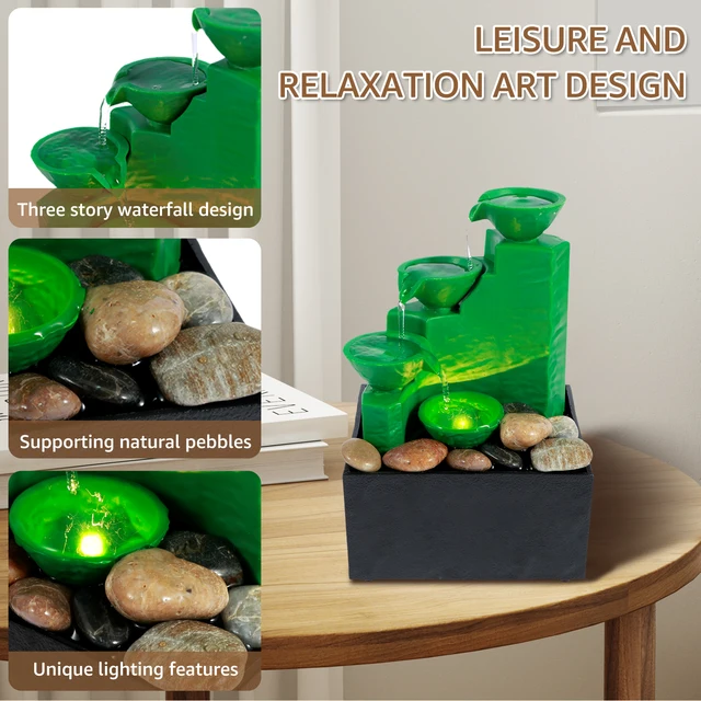 PIOJNYEN Fontaine De Table Avec éclairage - Fontaine D'intérieur LED - Table De Chabre à