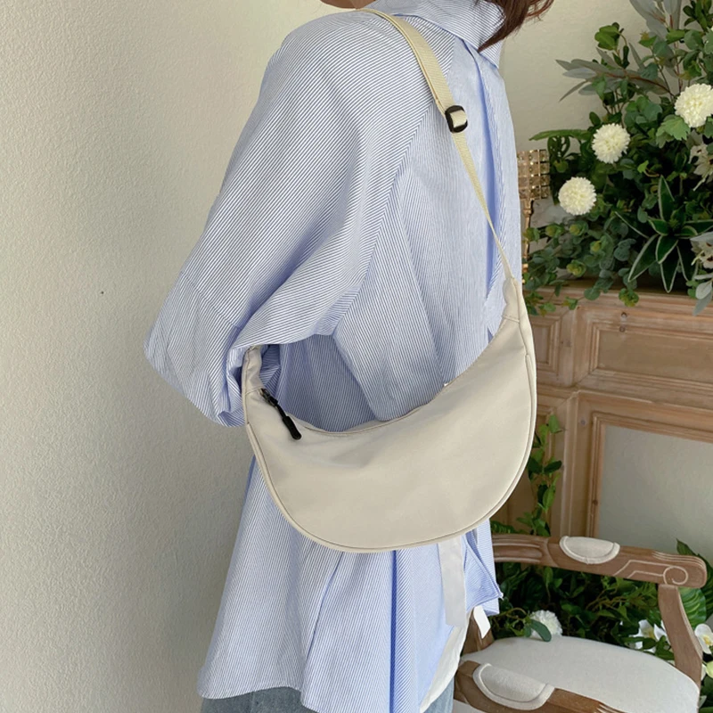 

Casual Simple Nylon Crossbody Bag For Women Solid Color Shoulder Bags Large Capacity Tote Bag Lady Travel Shopper Bag Purses