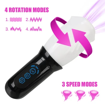 Automatic Rotating Male Masturbator Spikes Fake Mouth Vibrators For Men Glans Sucking Penis Trainer Cock Exerciser Oral Sex Toys 2