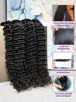 30 34 Inch Deep Wave Human Hair Bundles Curly Hair Burmese Weaving Raw Unprocessed Tissage Double Weft Virgin Hair Extensions 2