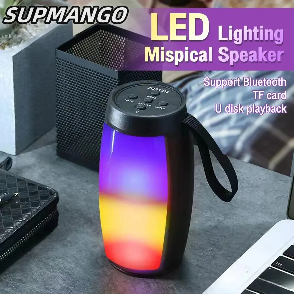 Bluetooth Speaker S12 Wireless Powerful Portable Sound Box Subwoofer Car Audio Bass MP3 Player Sound System LED Lights