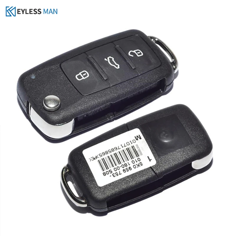 3 Buttons Remote Car Key Fit For VW Flip Remote Auto Car Control With 5K0 837 202 AD 434MHZ ID48 Chip