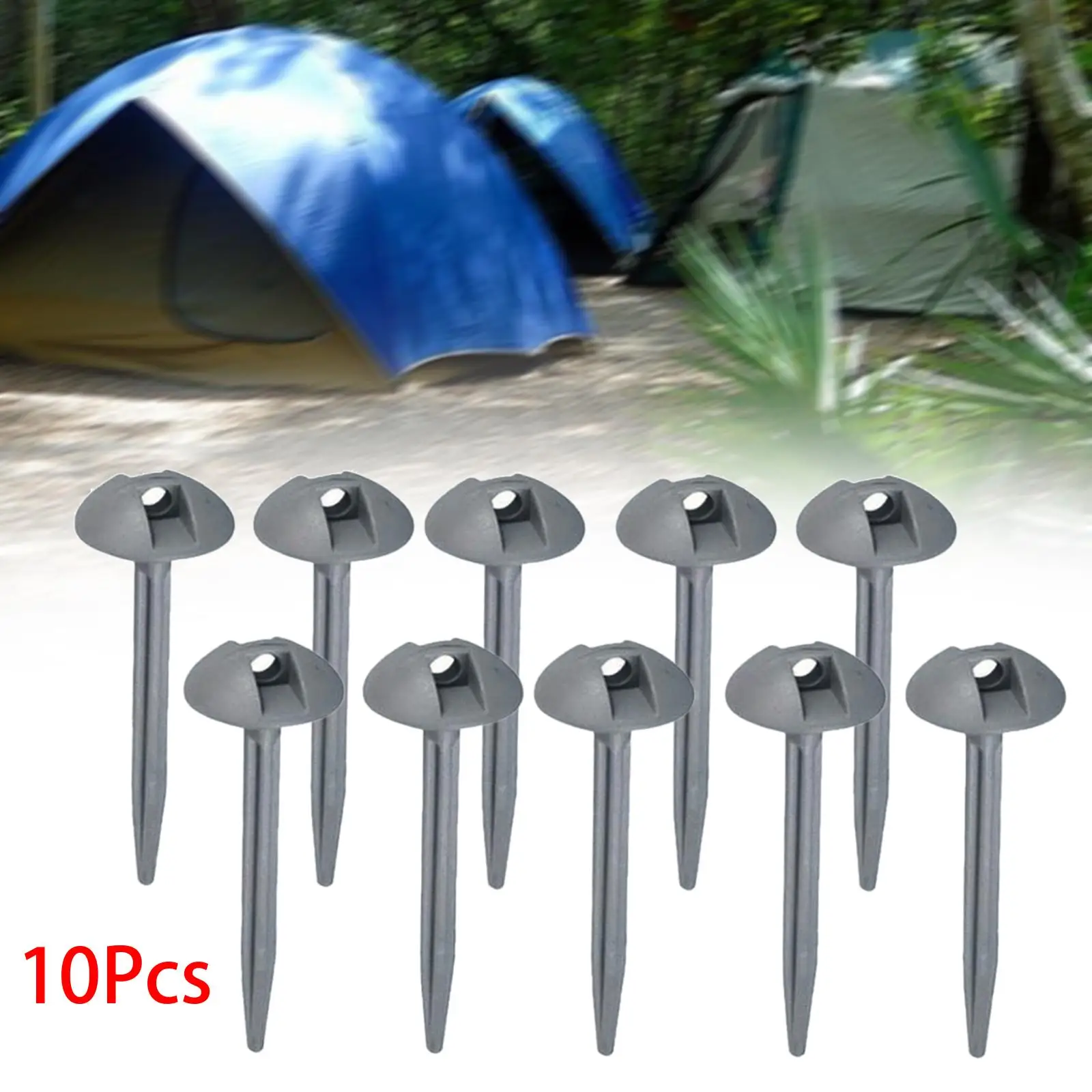 

10x Tent Stakes Pegs with Hole Shaped Heavy Duty Awning Shelter Ground Nail for Garden Tent Backpacking Canopy Backyard