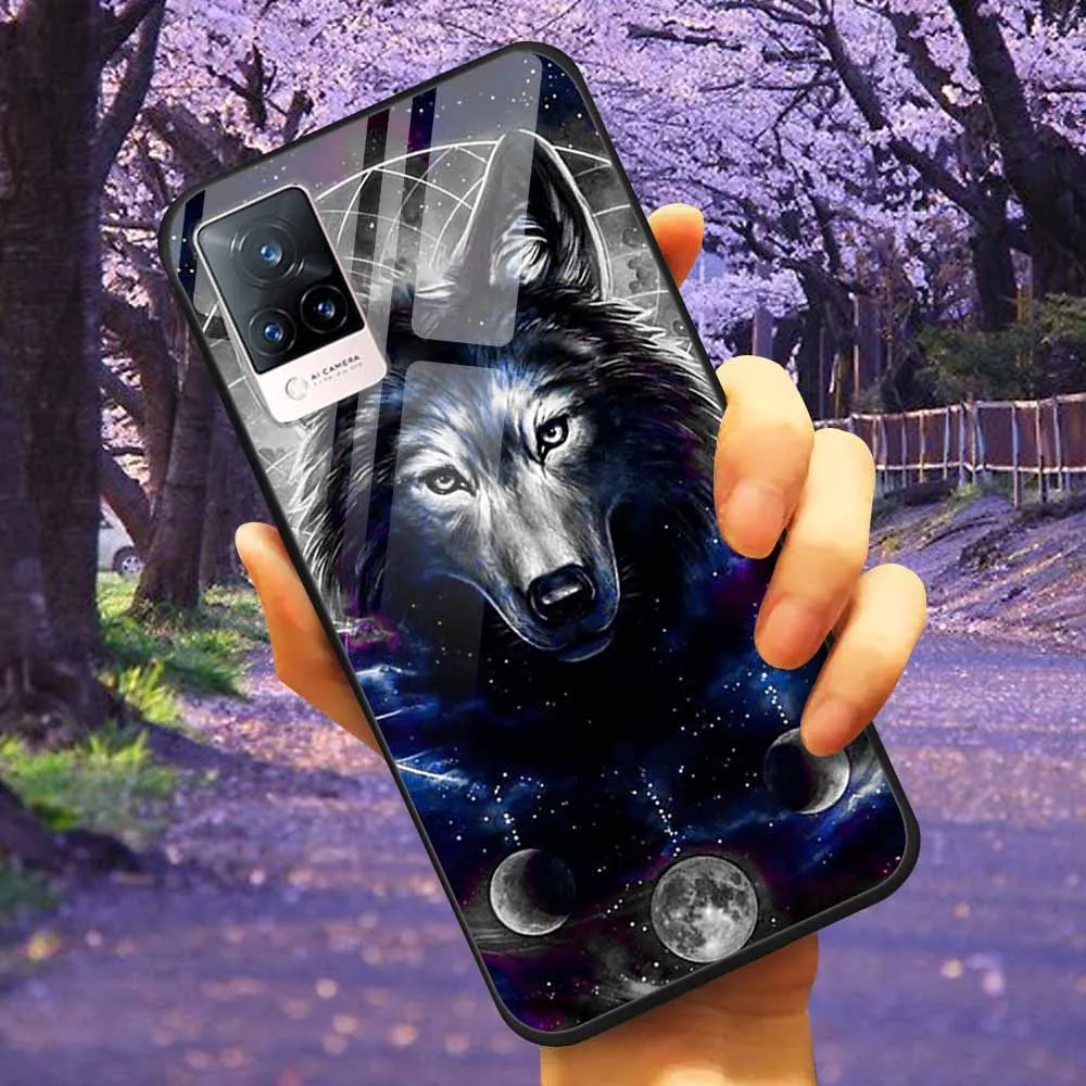 Luxury Protective Soft Bumper Hard Back Phone Case with Tempered Glass