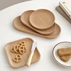 INS Wooden Tray Round Oval Cake Dessert Plate Japanese Style Wood Snack Dried Fruit Plate Household Kitchen Table Decor 1