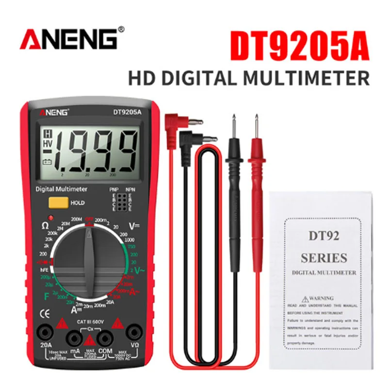 ANENG DT9205A Digital Multimeter AC/DC Transistor Tester Electrical NCV Test Meter Profesional Analog Auto Range Multimetro images - 6