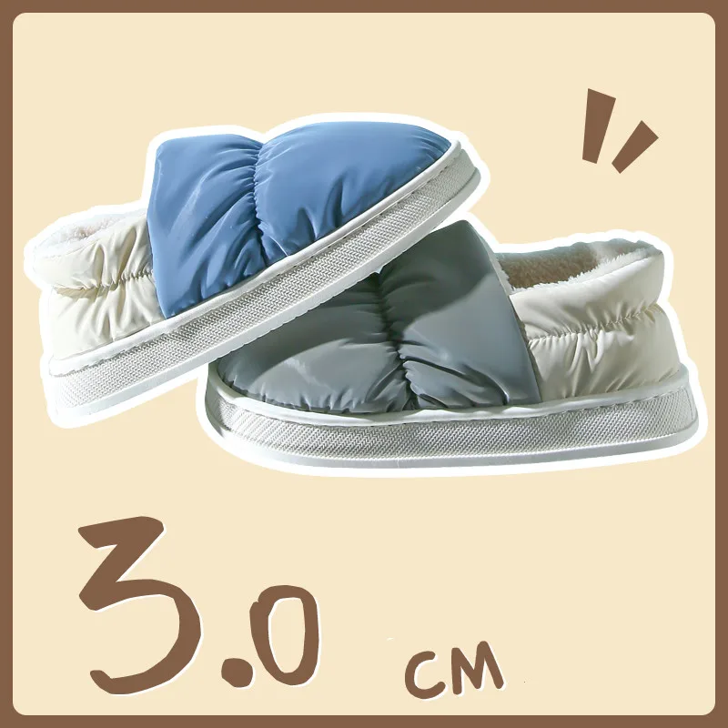 YISHEN Women Slippers Down Cloth Cotton Shoes Warm Plush Slippers For Men Indoor Winter Waterproof Platform Zapatillas De Mujer