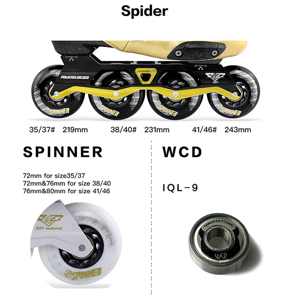 Original Powerslide EVO Hardcore Urban Carbon Fiber Inline Skates Street Adult Roller Skating Shoes Free Skating Patines