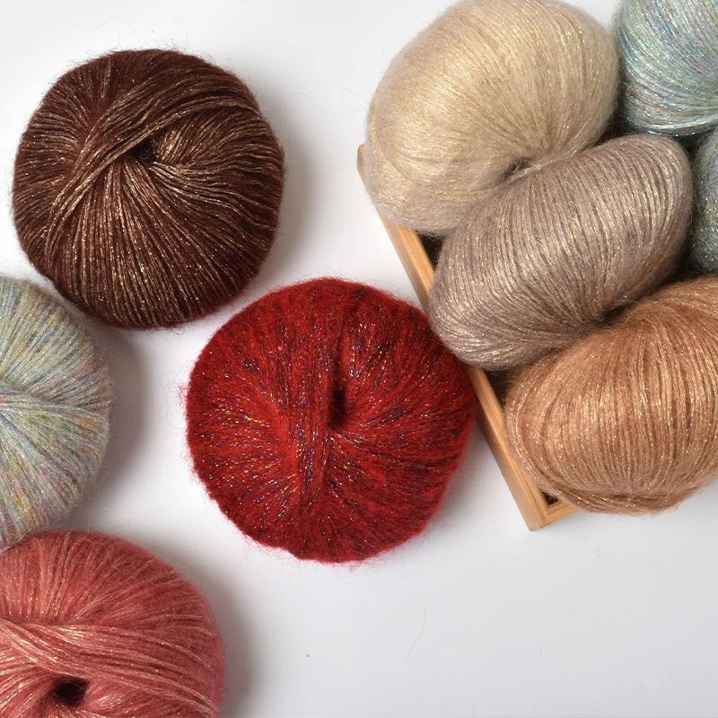 25g Sequins Mohair Yarn Gold Silk Sequin Soft Thin Wool Yarn Diy Handmade Knitting Sweater Shawl Hat Bag Thread Sewing Supplies 4