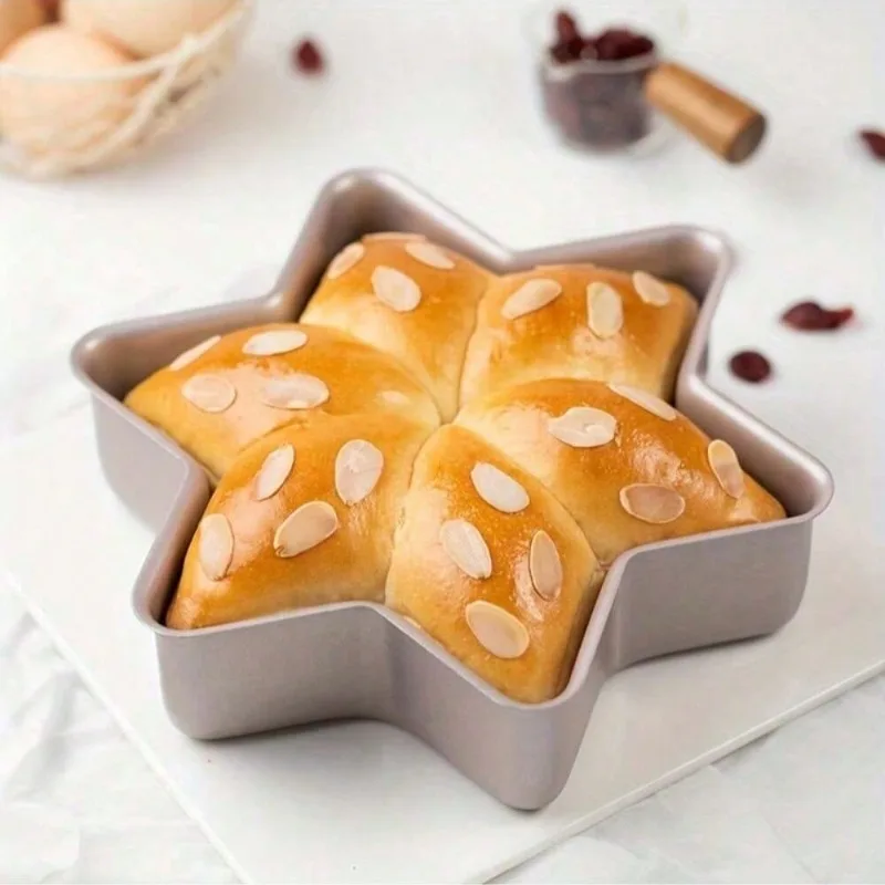 Champagne Gold Star-Shaped Cake Pan Hexagram Baking Mould with Non-Stick Coating Ideal for Bread Oven Safe Kitchen Bakeware Tool