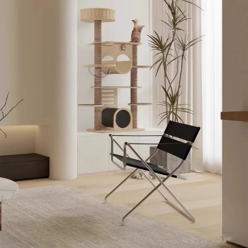 Vintage Saddle Chair Designer Stainless Steel Leisure Chair Home Living Room Chair Balcone Outdoor Camping Beach Lounge Seat