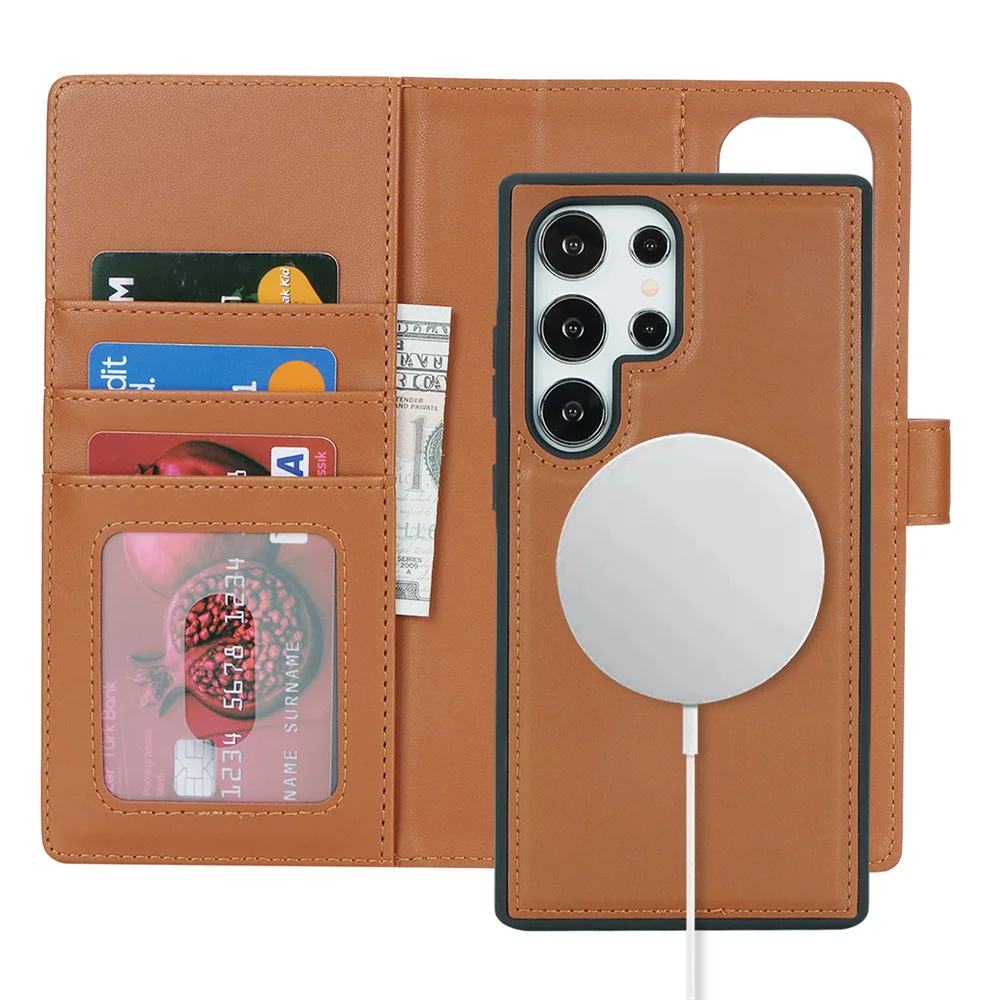 Easewave Luxury 2-in-1 Detachable Magsafe Wallet Case with Wireless Charging & Magnetic Flip Cover