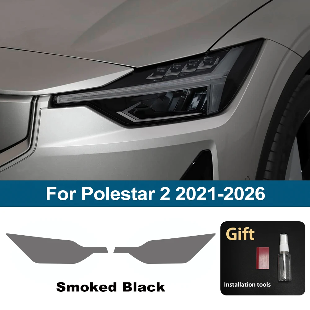High-Gloss Smoke Black Protective Vinyl Headlight Wrap Kit - Premium Anti-Scratch TPU PPF