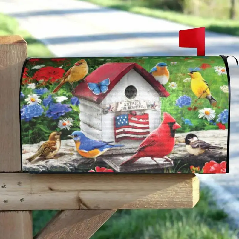 Mailbox Covers Flower Bird Butterfly Magnetic Mailbox Wraps Waterproof Summer Beach Post Letter Box Cover Garden Yard Decor