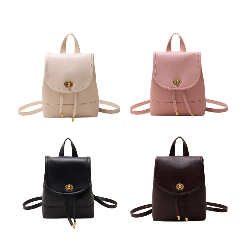 

Solid Color Backpack for Women Fashion PU Leather Backpack Female Small Daypack