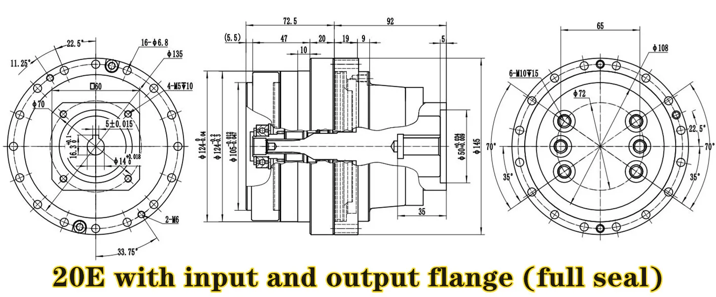 Description Picture 5 of itemRV-20E With Flange Gearbox High-precision Cycloidal Pinwheel RV Reducer Semi sealed and Fully sealed 750w Servo Motor Robot Arm