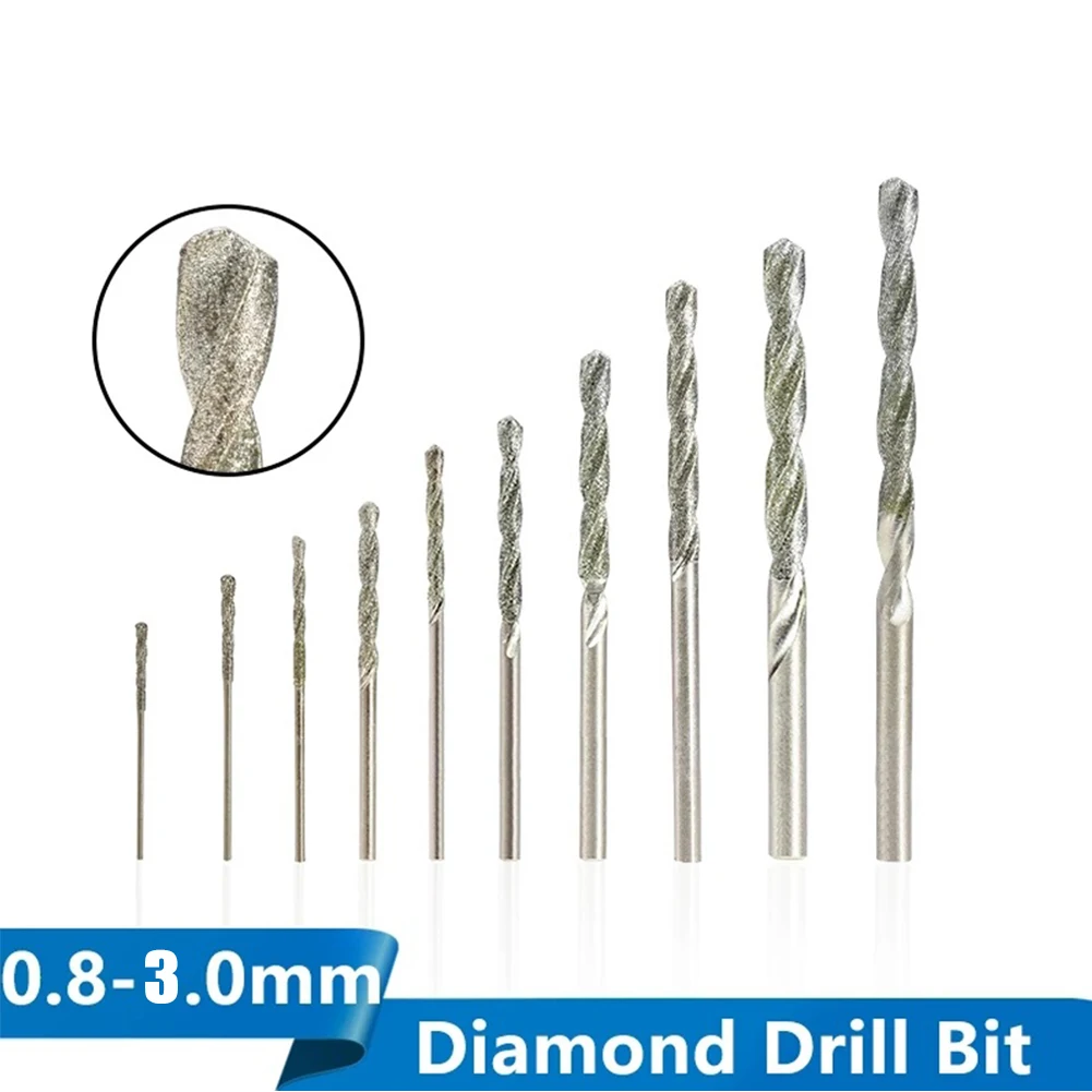 8pcs Diamond Coated Twist Drill Bit 0.8 3.0mm Gun Drill Bit For Glass Tile Stone Hole Cutter For