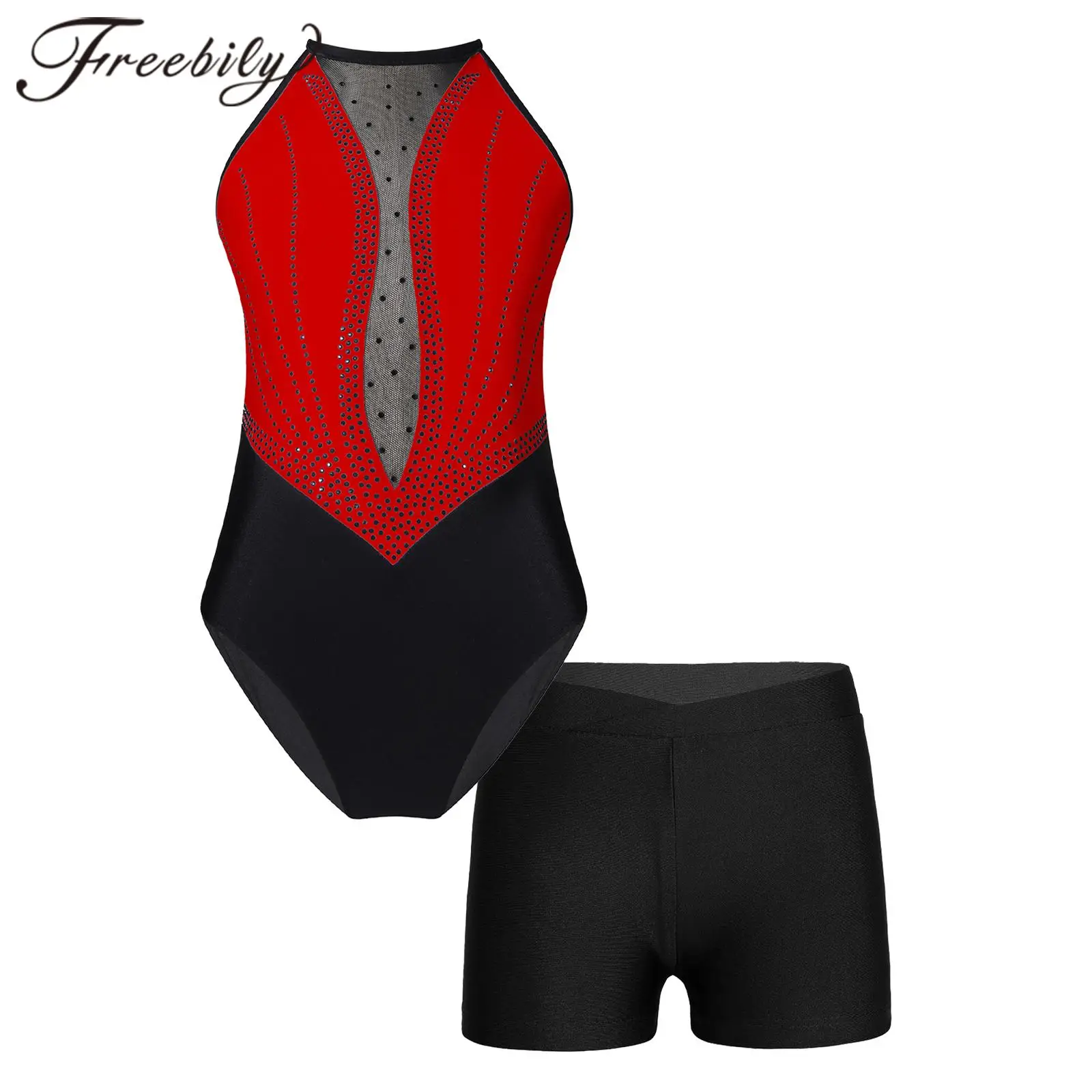 

Гимнастический комбинезон для девочек, детское балетное танцевальное трико, детское лоскутное Боди без рукавов для йоги, катания на коньках, танцевальная одежда, наряд