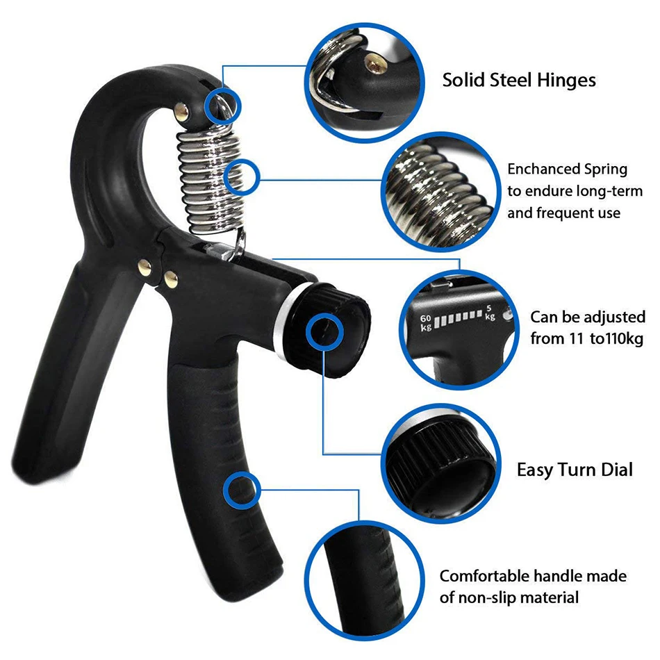 5-60Kg Gym Fitness Hand Grip Men Adjustable Finger Heavy Exerciser Strength for Muscle Recovery Hand Gripper Trainer