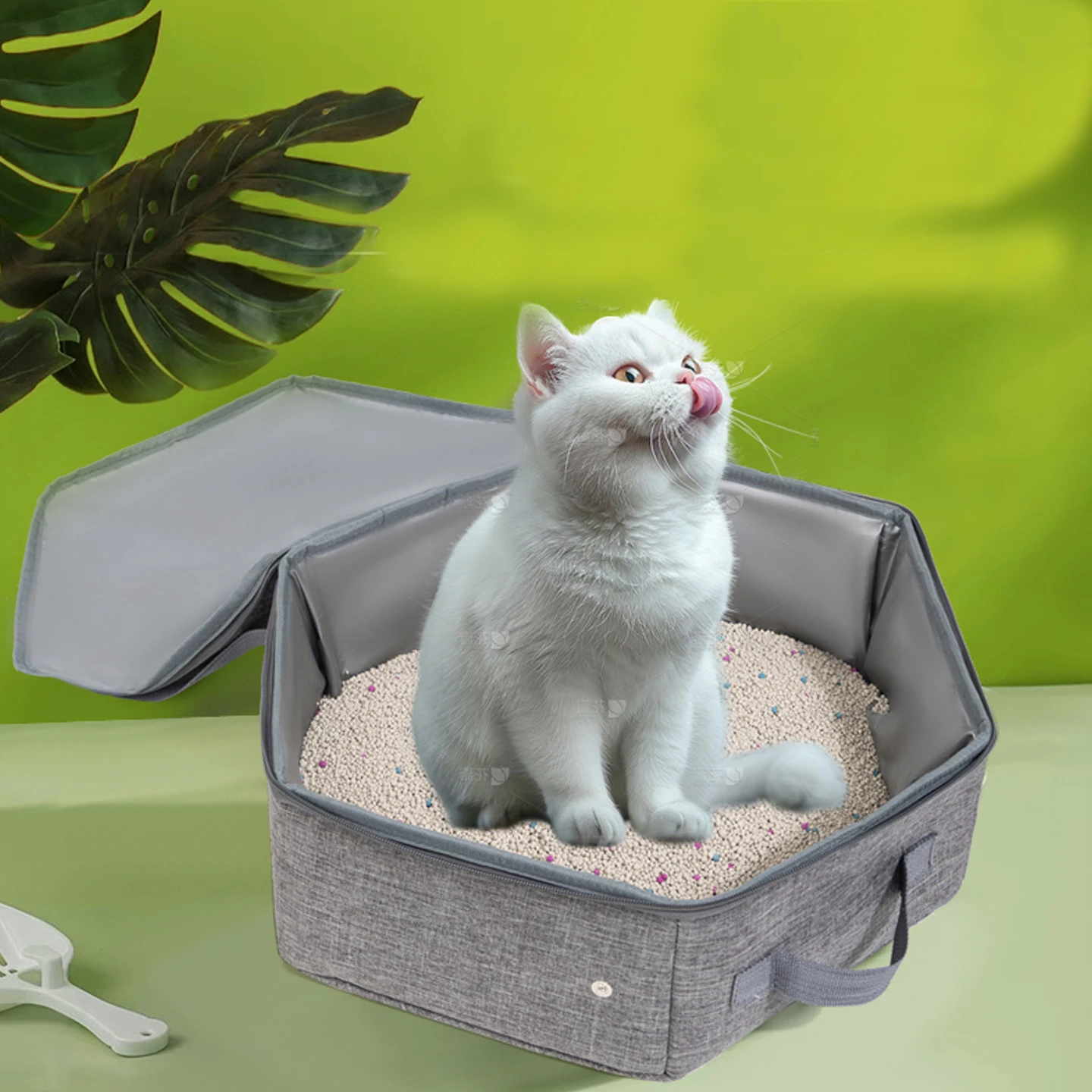휴대용 고양이 화장실 이동식 변기 접이식 방수 기능 강아지 고양이 외출용품 애..