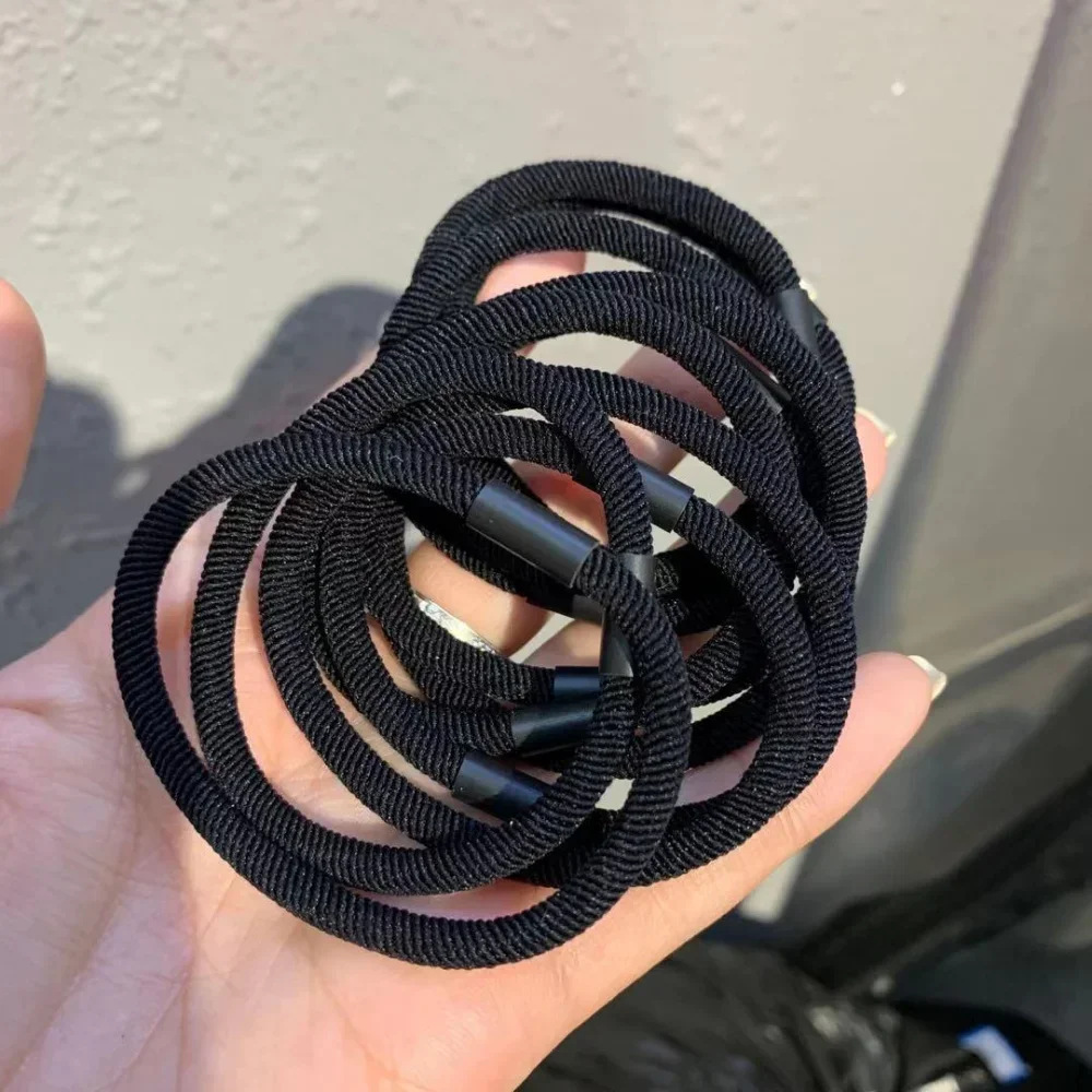 Set of 10 Durable Screw Thread Pattern Elastic Hairbands