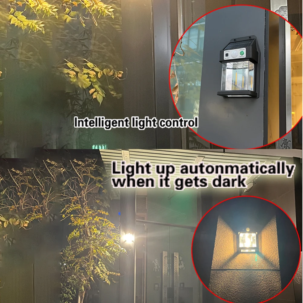 Outdoor Solar Tungsten Wall Light with Motion Sensor Waterproof LED Street Light Patio Outdoor Deck Porch Barn Garage