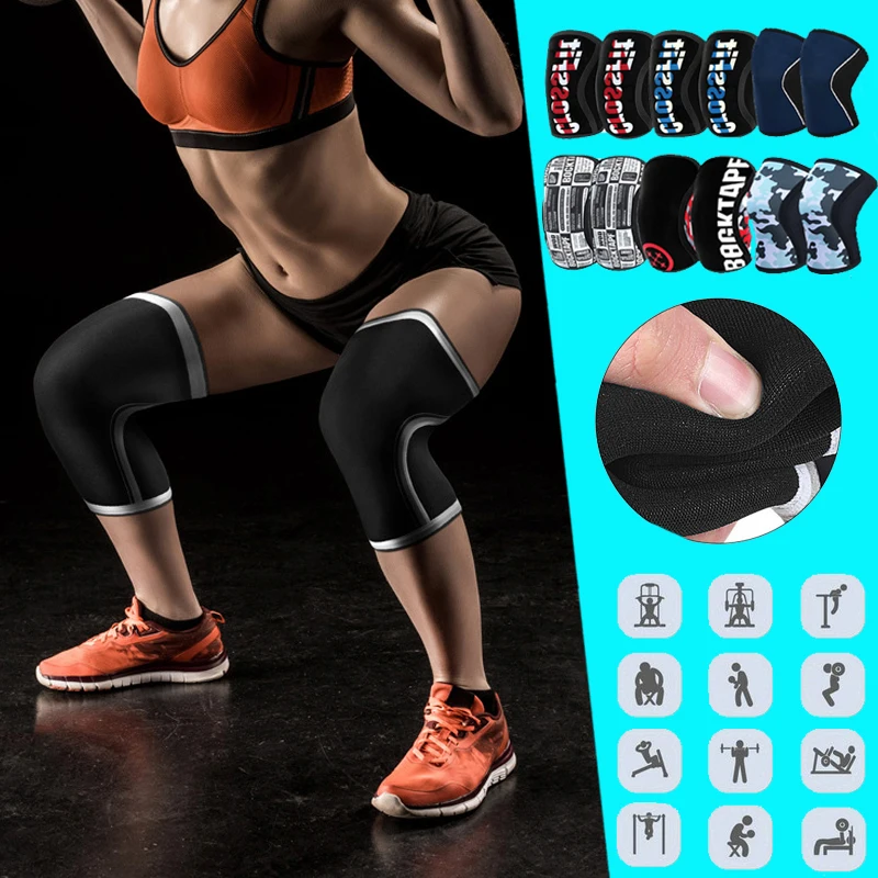7mm Neoprene Weightlifting Sport Knee Pads Compression Powerlifting