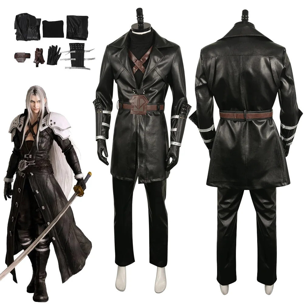 

Game Final Fantasy Sephiroth Cosplay Costume Coat Pants Belt Suit Men Adult Outfits Halloween Carnival Party Role Play Clothes
