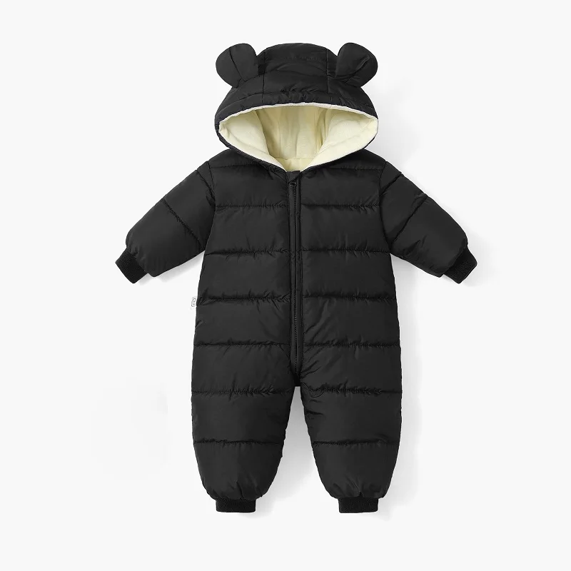 Newborn baby quilted jumpsuit boys and girls plus velvet thick cartoon romper baby toddler plus cotton clothes autumn and winter