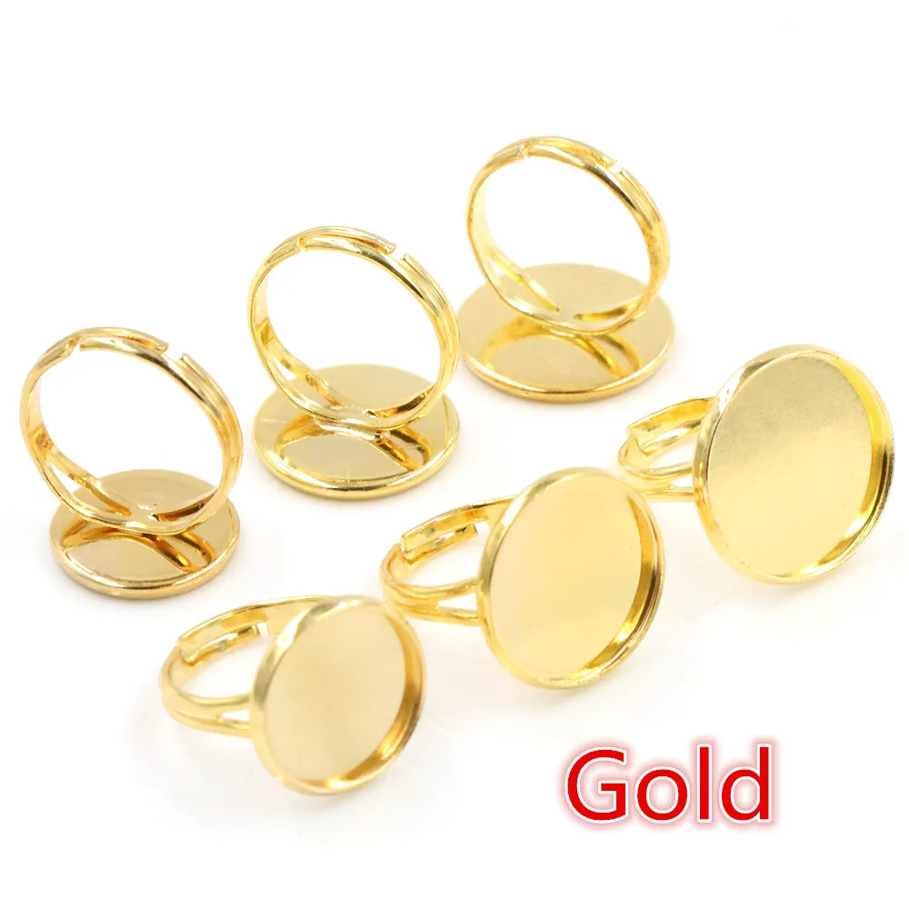 10pcs Multi-Color Plated Brass Adjustable Ring Settings with 8 Color Options