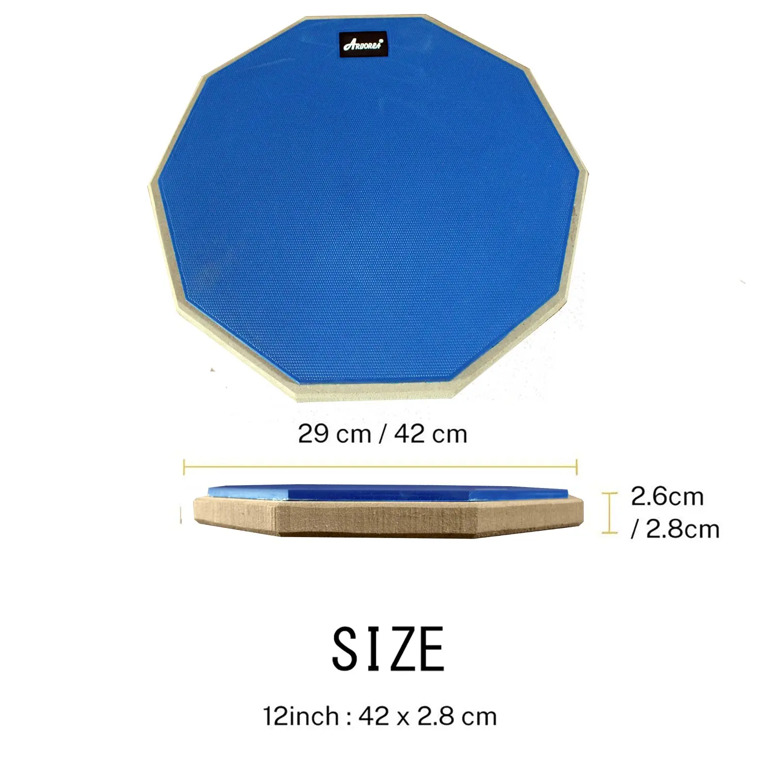 Arborea 12 Inch Drum Practice Pad-Double Sided Rubber Dumb Pad and 5A Drumsticks & Storage Bag For Drummers and Beginners
