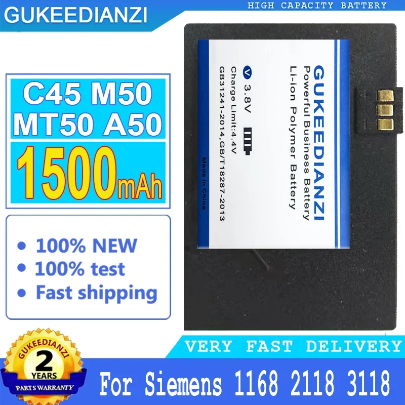 Batteria Gukeedianzi Da 1500Mah Per Siemens 1168 2118 3118 C45 M50 Mt50 A50 Semens1168 Siemens2118 Siemens3118 Big Power Bateria