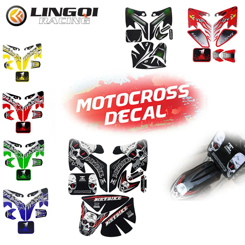 LING QI Motorcycle CRF50 Sticker Case Decals Body Kit For  CRF 50 Pit Dirt Bike Motocross Accessories Parts