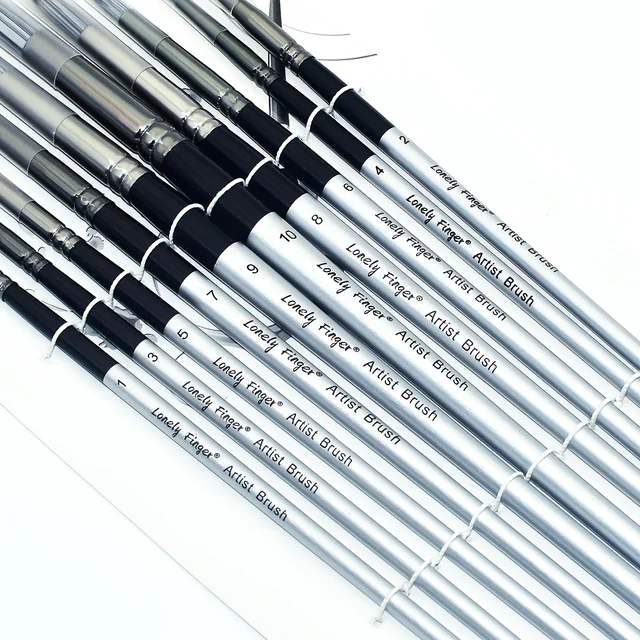 Set di pennelli rotondi professionali da 10 pezzi con manici in legno - Setole in nylon resistenti per acrilico, acquerello, guazzo 6