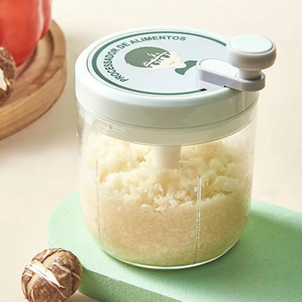 Garlic chopper rust-resistant stainless steel manual food processor blade easy rotate versatile vegetable chopper 200/400ML