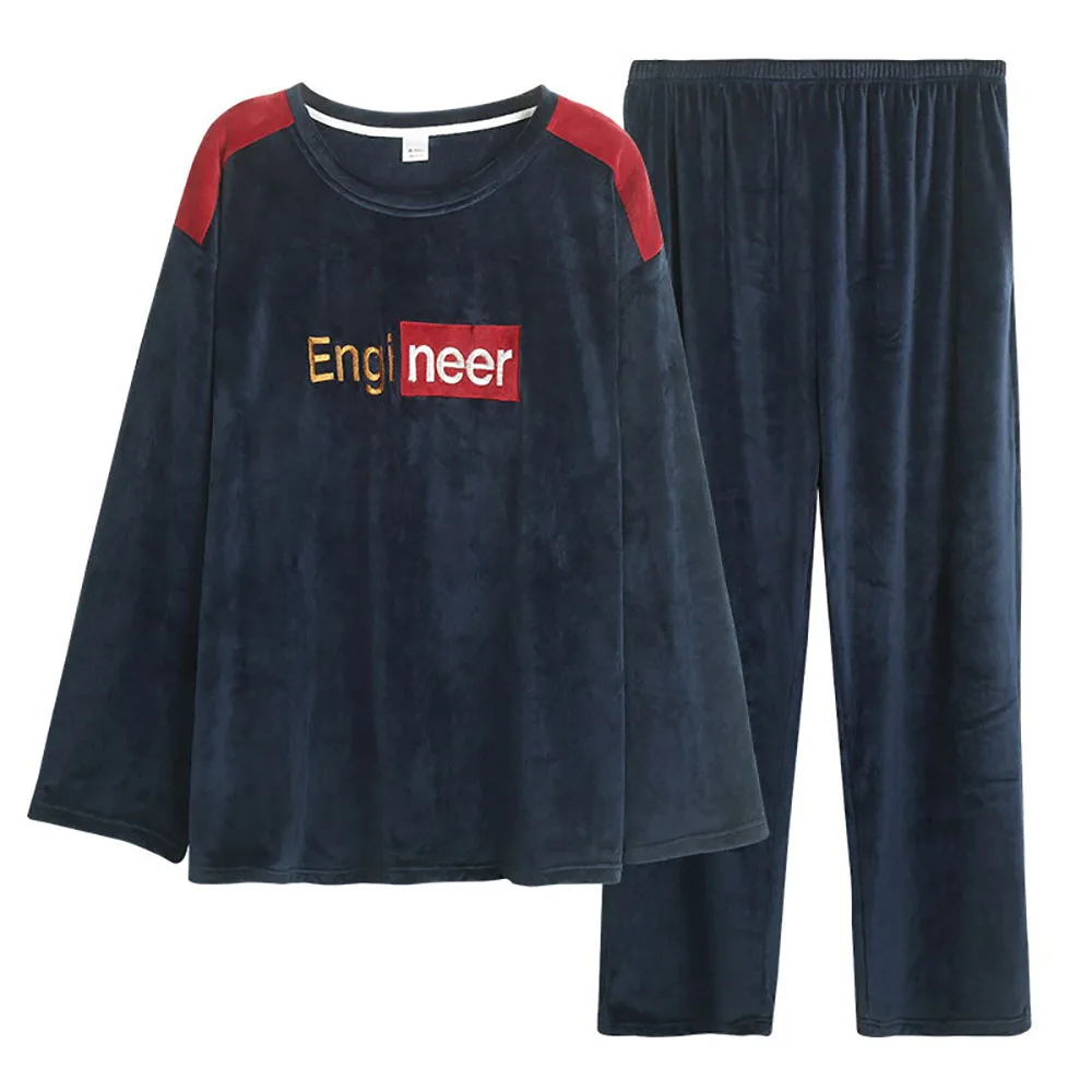 Luxury 3XL-5XL Big Size Widened Loose Pajama for Sleeping Sleepwear Men's Winter Island Velvet Pajamas Set Warm Elastic Pyjama