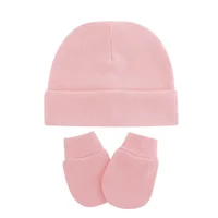 Autumn Winter Newborn 2/3 Pcs Hat Gloves And Socks Set For Baby Boys Baby Girls Cotton Soft Headwear Solid Color Infant Nightcap 2