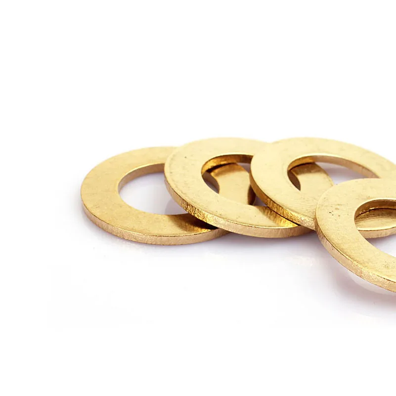 50-Piece Solid Brass Precision Washers Set - Flat Copper Shims, Gaskets, and Spacers
