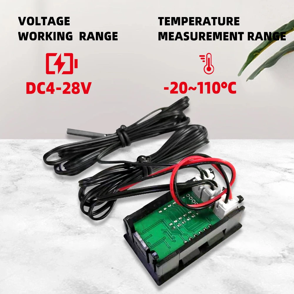 DC 12V 24V LED Dual Display Digital Thermometer Temperature Sensor Tester Dual NTC Waterproof Metal Probe 4V-28V For Car Digital thermometer Temperature sensor